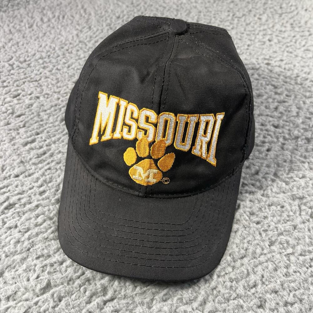 Vintage Missouri Tigers Snapback Hat Mizzou Black Gold Paw Print USA MADE